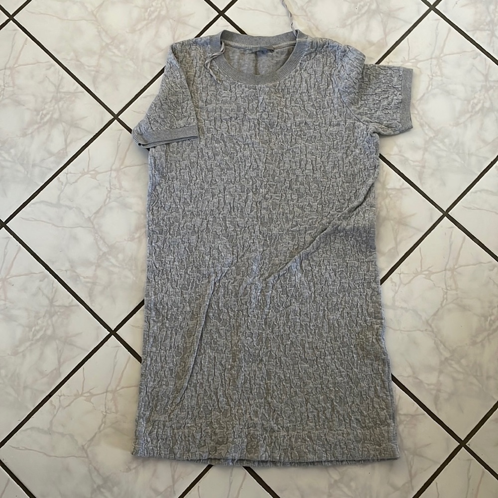COS Gray Textured Short-Sleeve Knit Dress